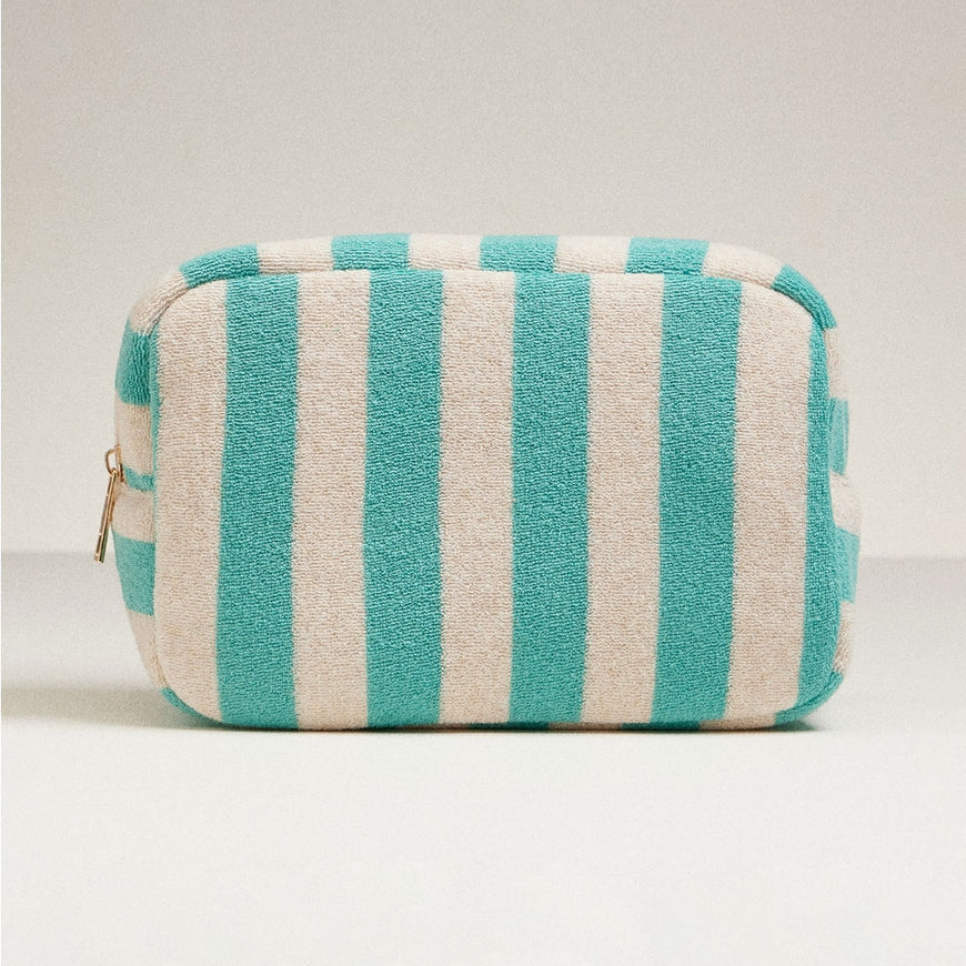 Striped Cosmetic Pouch - Green