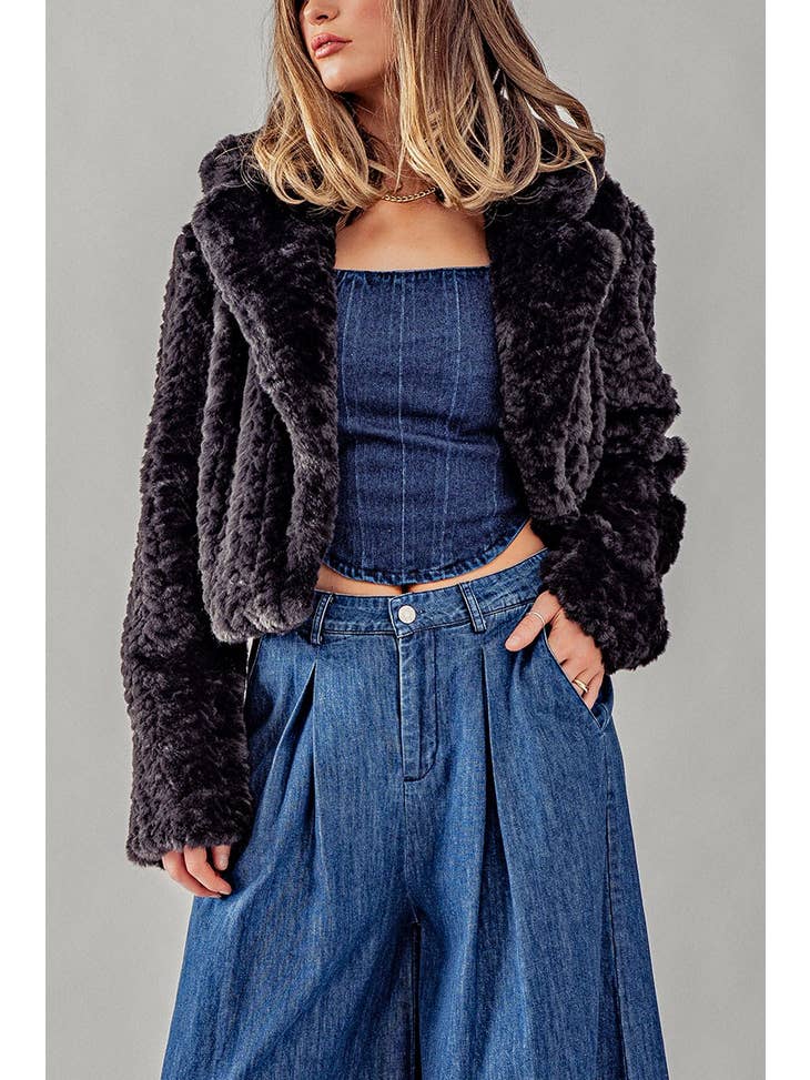 Teddy Fur Coat - Black