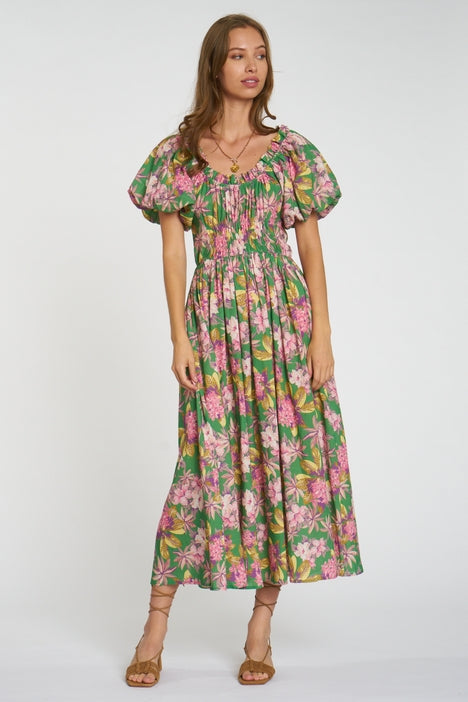 Dori Dress - Green & Pink Multi