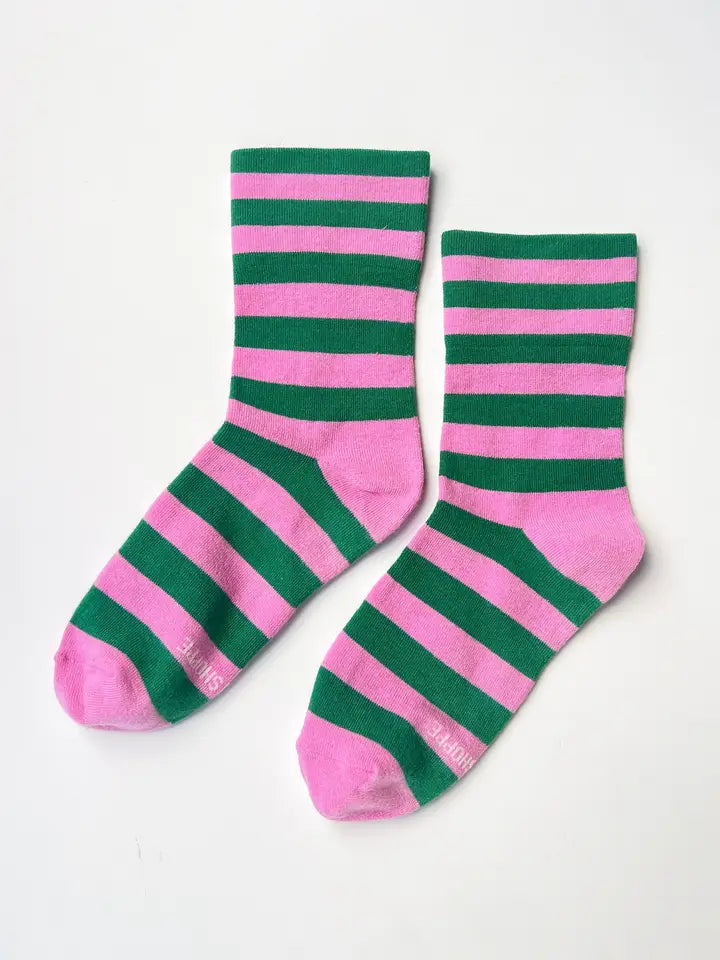 Wide Wally Socks - Pink Green