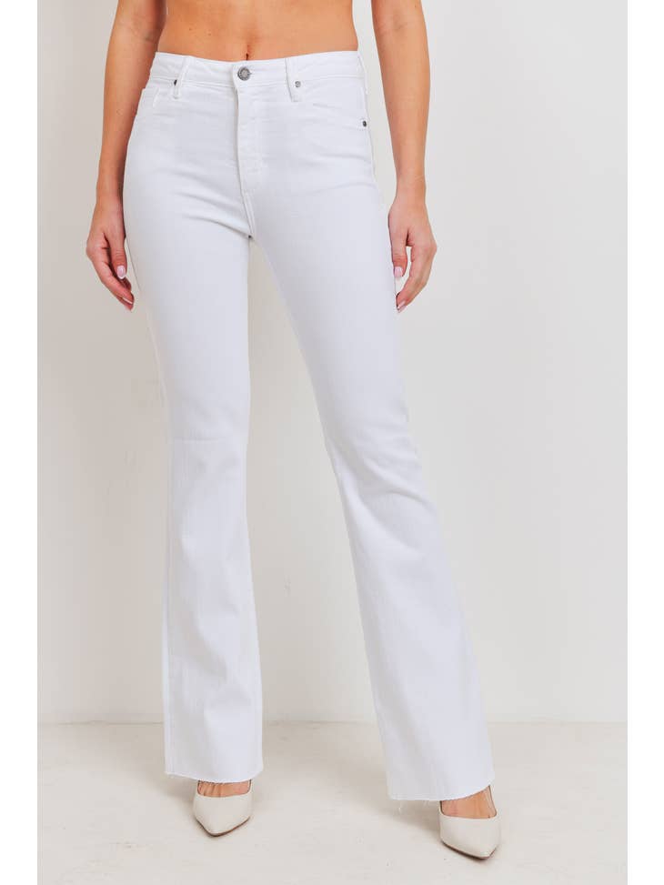High Rise Scissor Cut Flare - White