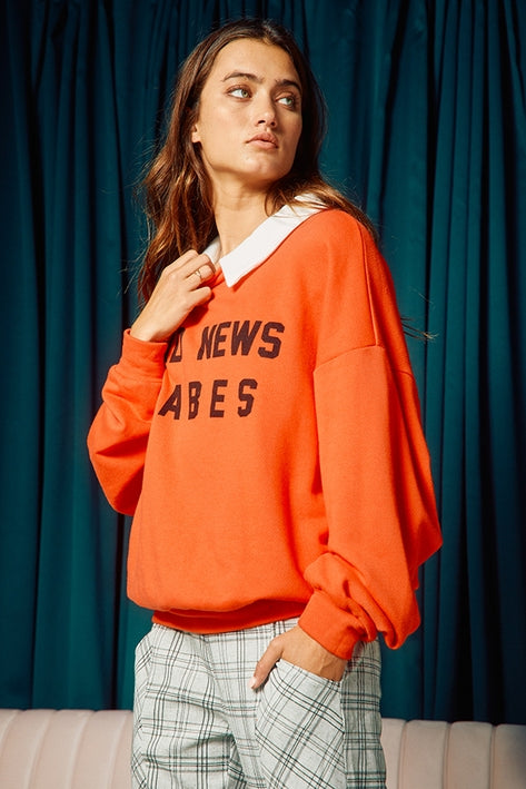 Bad News Babes Collared Sweatshirt - Red