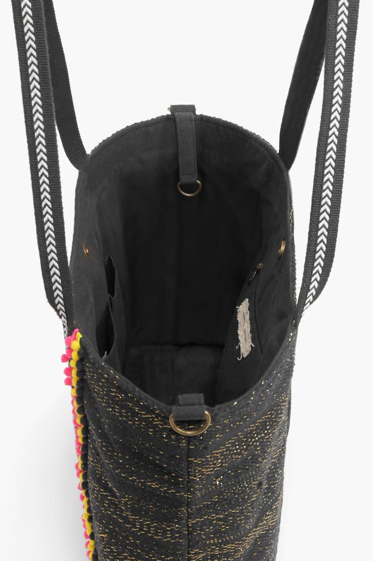 Midnight Butterfly Embellished Tote