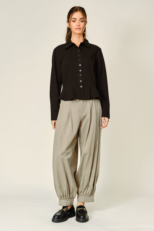 Barrel Balloon Pants - Olive