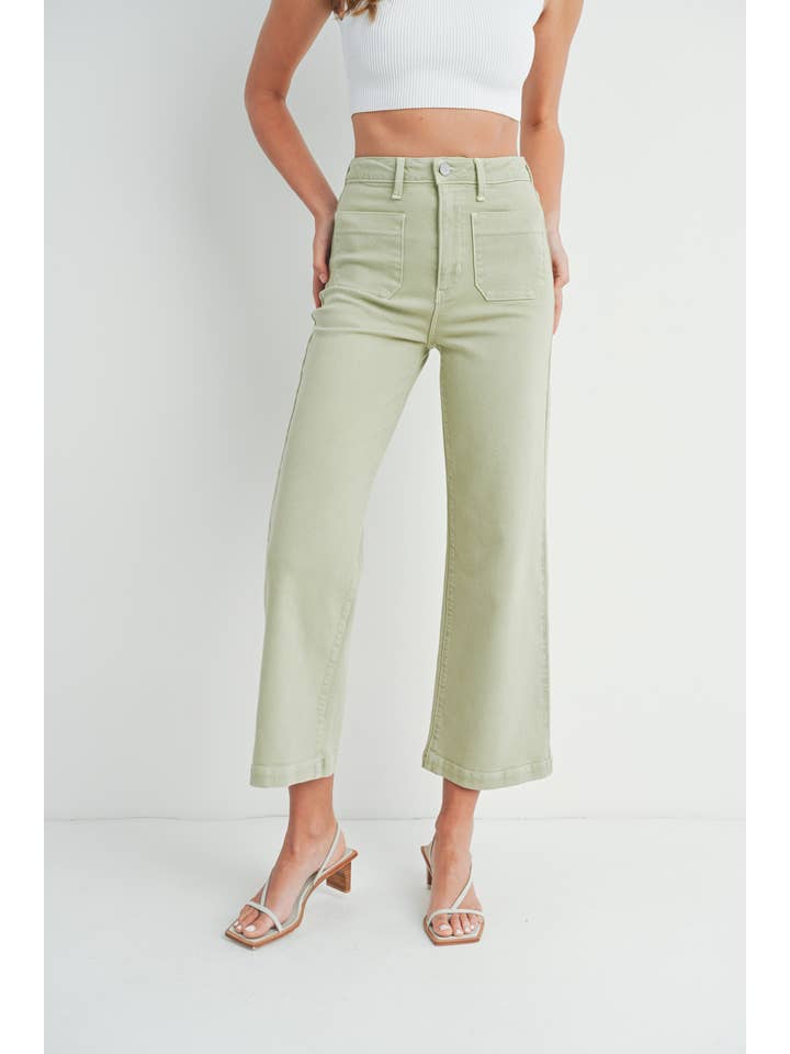 Patch Pocket Wide Leg - Light Sage