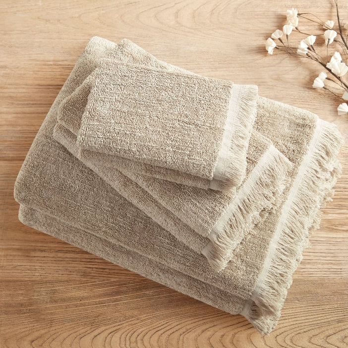 Terry Cotton Fringed 6-Piece Towel Set - Taupe