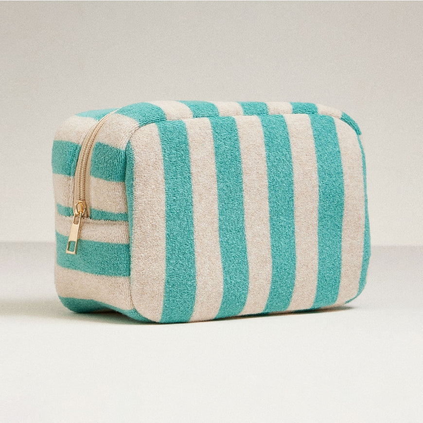 Striped Cosmetic Pouch - Green