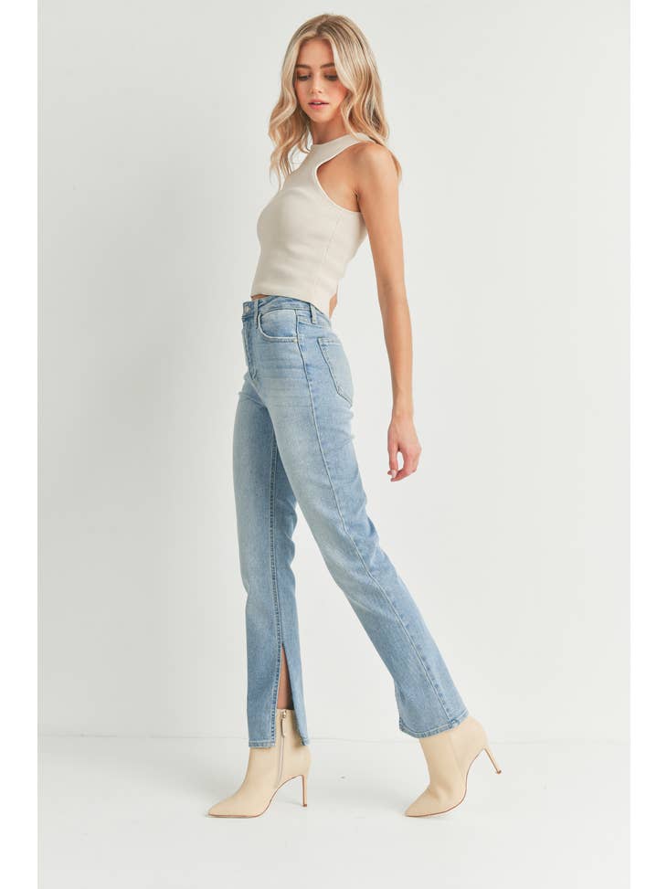 Long-Line Slim Slit Straight - Light Wash