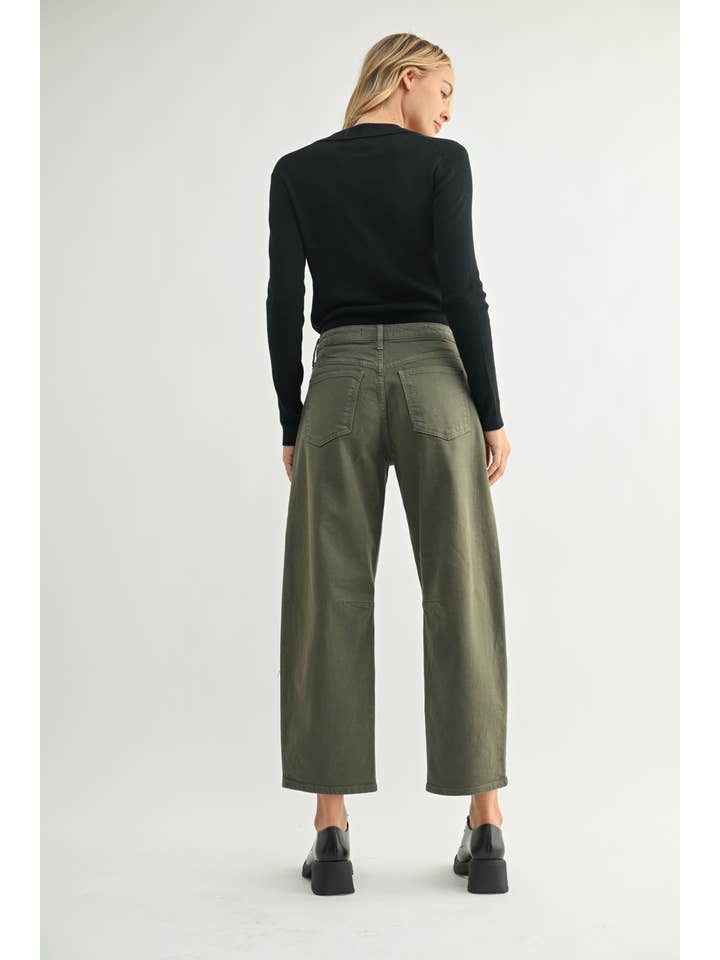 Utility Seamed Barrel Jean - Dark Olive