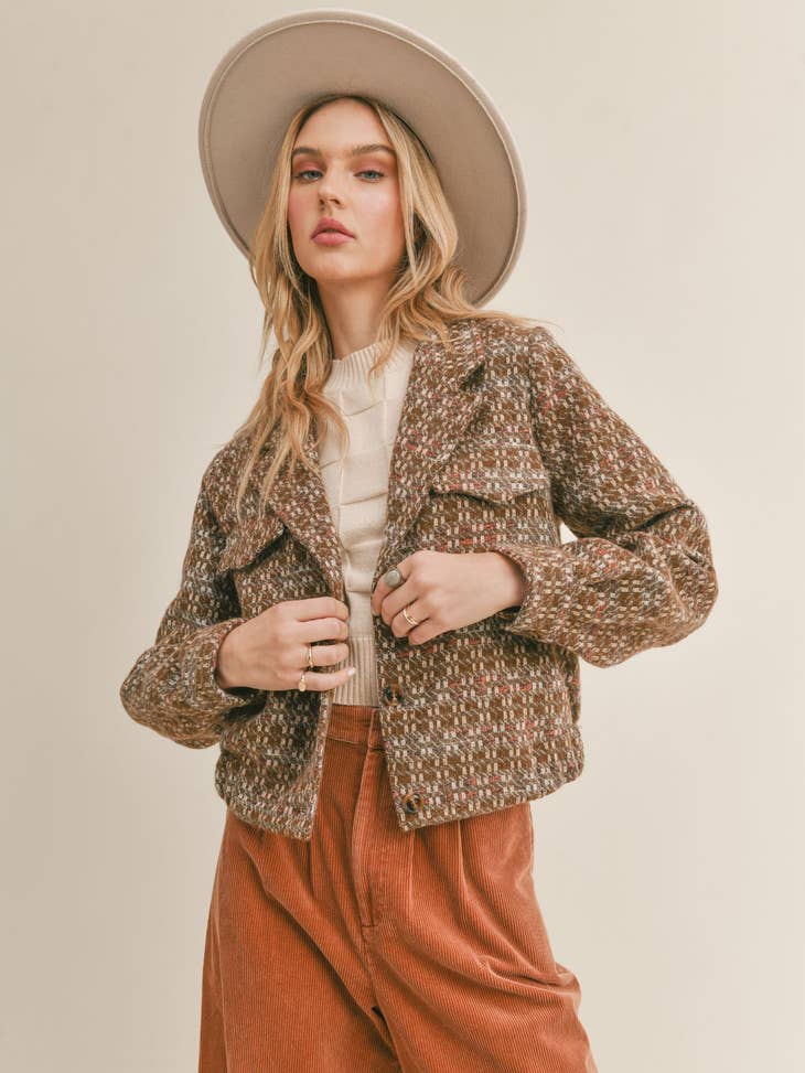 Celeste Crop Jacket - Brown Multi