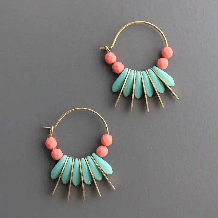 Glass Beaded Hoop Earrings