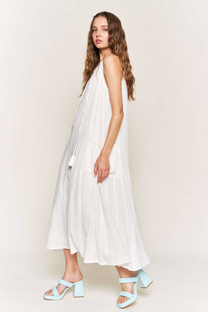 Buttoned Maxi Dress - White