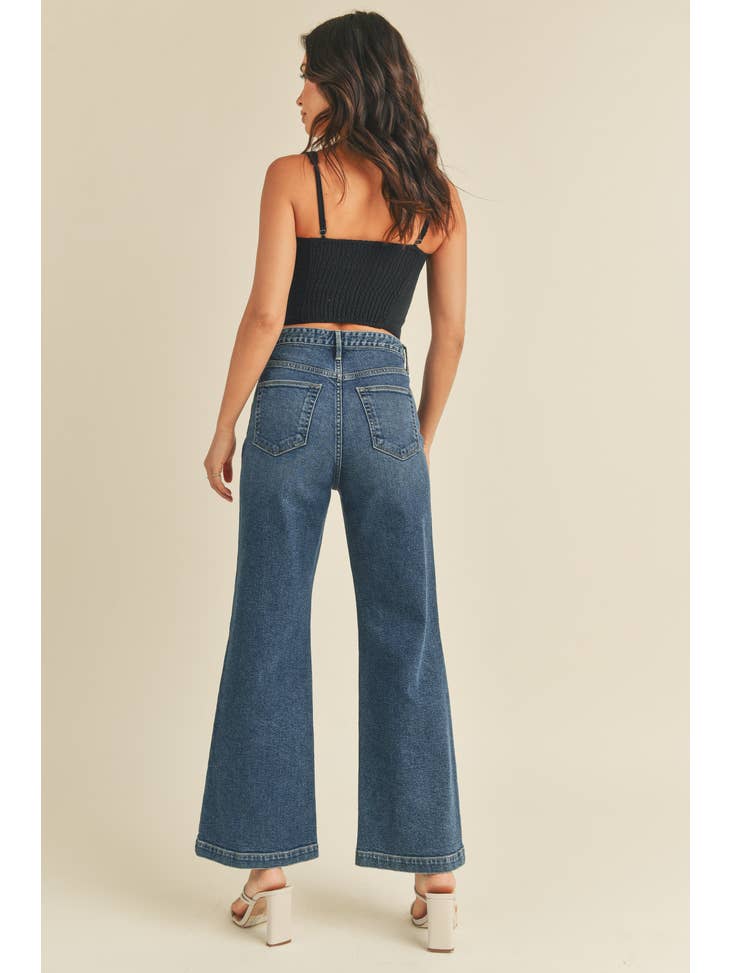 Patch Pocket Wide Leg - Dark Wash