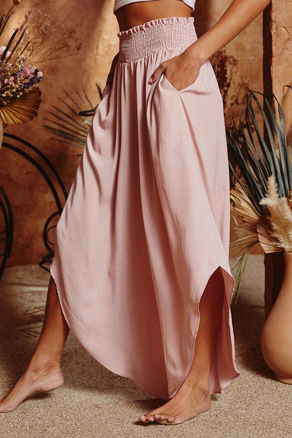 Soft Woven Wide Leg Pants - Blush