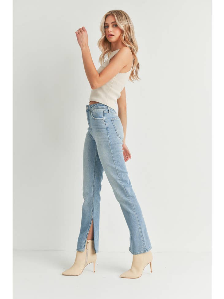 Long-Line Slim Slit Straight - Light Wash