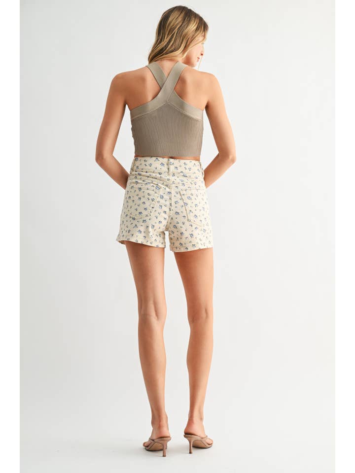 Cargo Denim Short - Flower