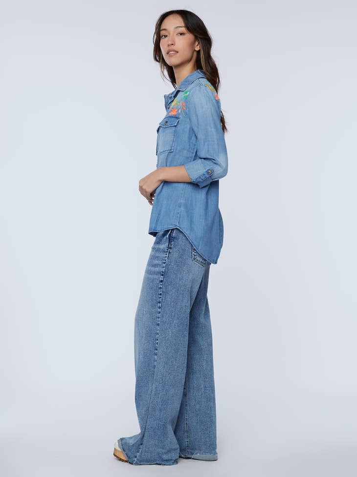 Flower Field Shirt - Vintage Blue Denim