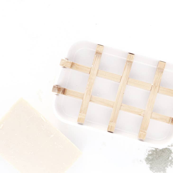 Bamboo Soap Dish - White