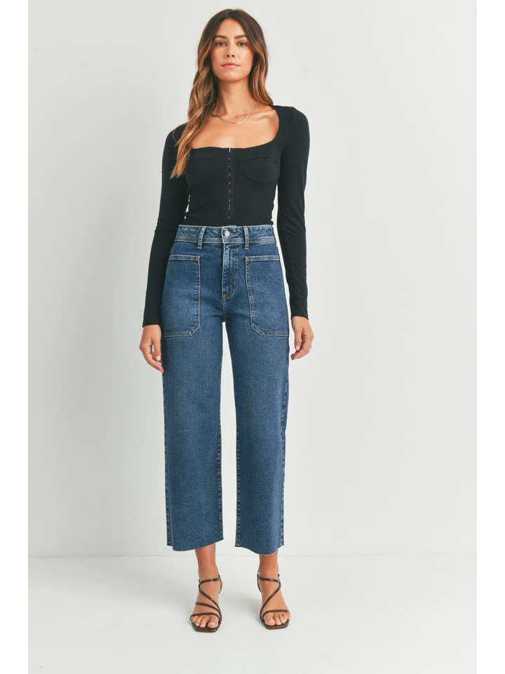 High Rise Utility Wide Leg - Dark Denim