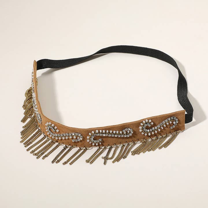 Faux Suede Beaded Headband - Swirl