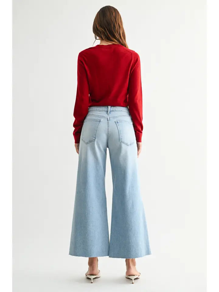 Wide Leg Flare Crop - Light