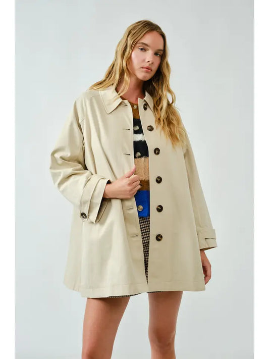 A-Line Trench Coat - Beige