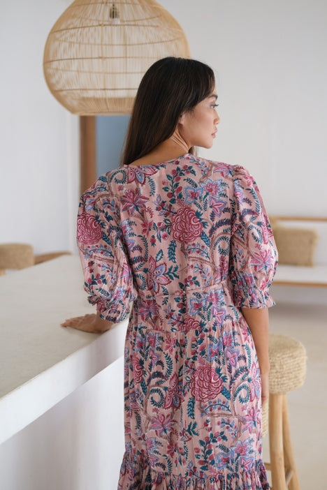 Block Printed Wrap Dress - Satya