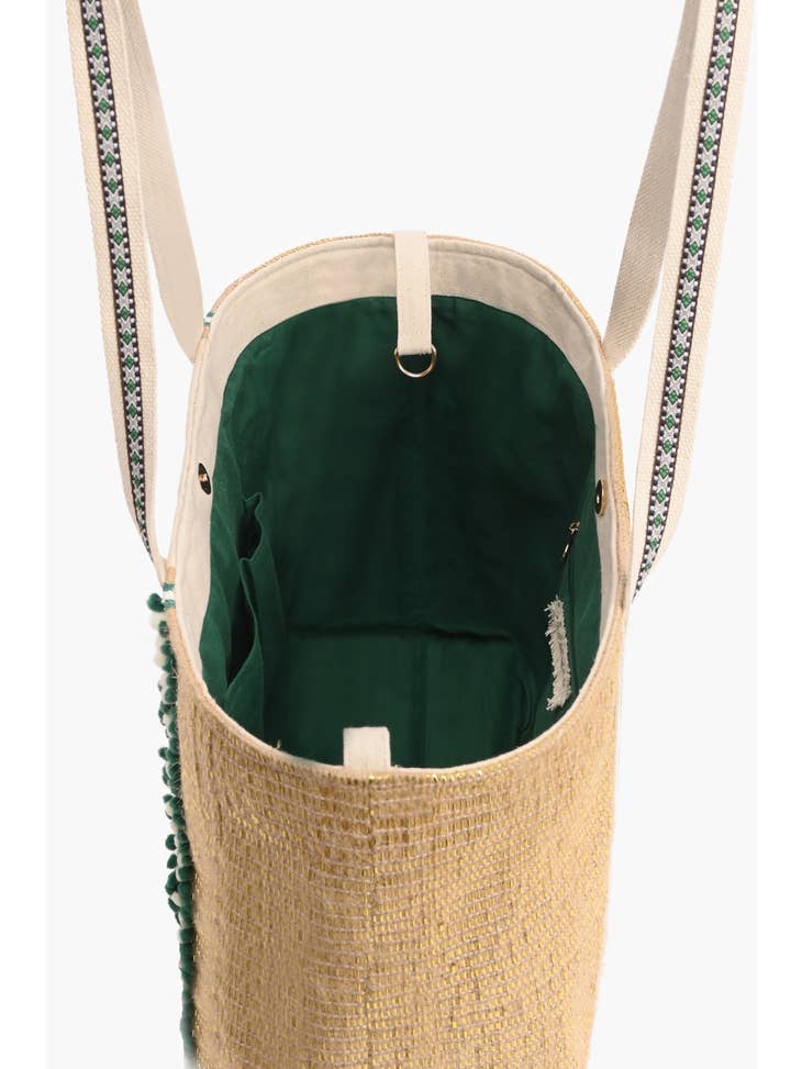 Bee Green Embellished Tote