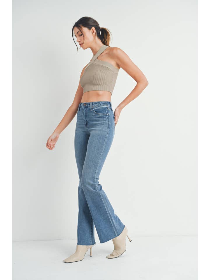 High Rise Scissor Hem Flare - Medium