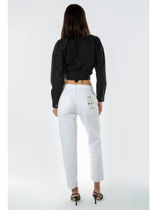 Rhea Mid Rise Crop - Vintage White