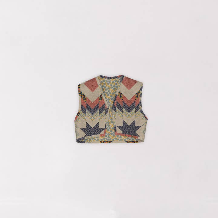 Tara Patchwork Vest - Coral