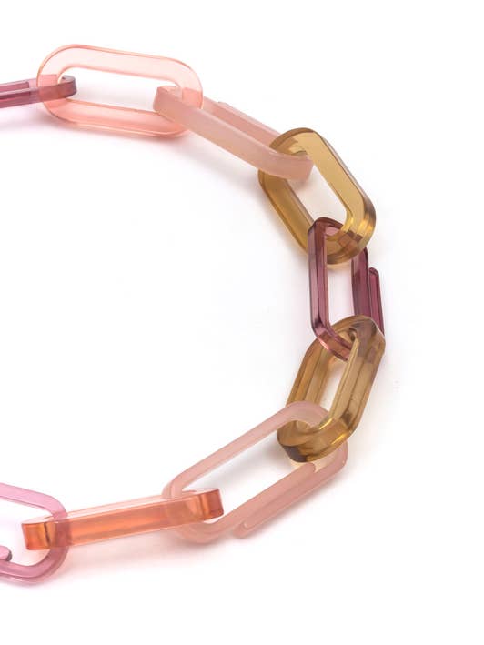 Supernova Chunky Chain Collar Necklace - Translucent Rose