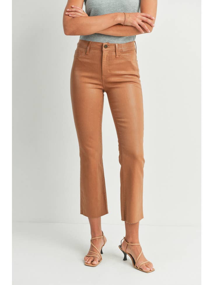 Cropped Kick Flare - Coated Camel