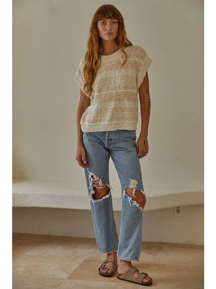 Audette Crochet Top - Blush Ivory