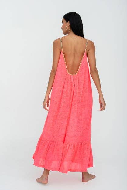 Braided Low Back Dress - Hot Pink