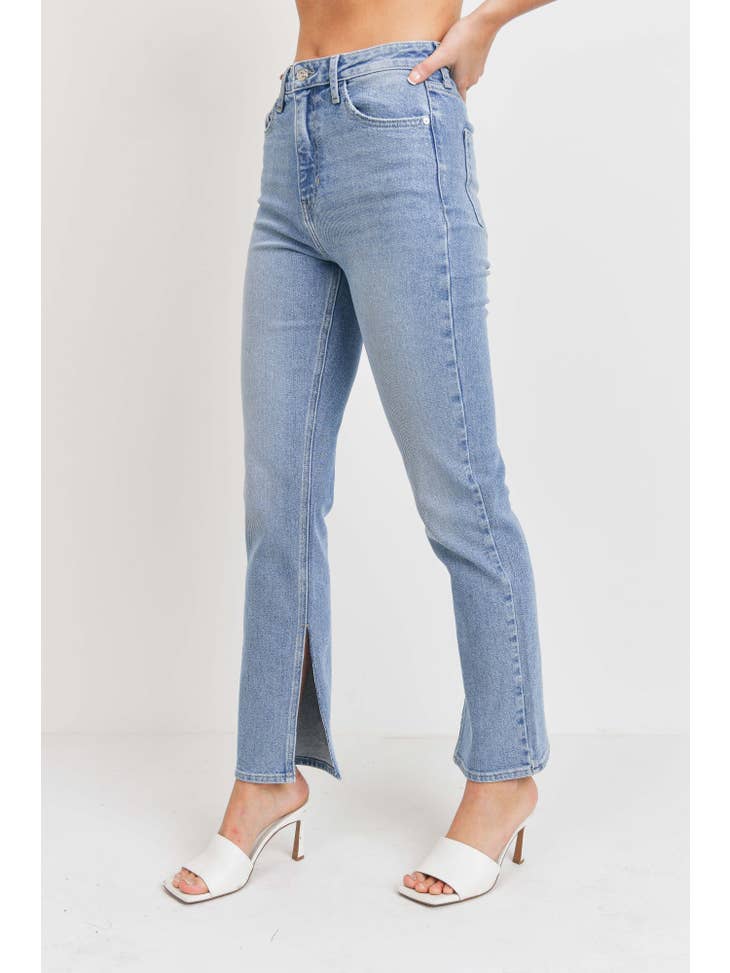 Long-Line Slim Slit Straight - Light Wash