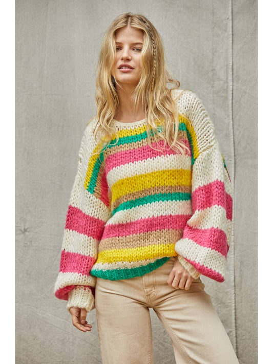 Monte Stripe Sweater - Ivory Multi