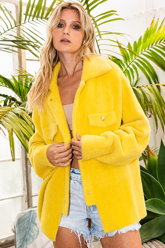 Oversize Fur Jacket - Mustard