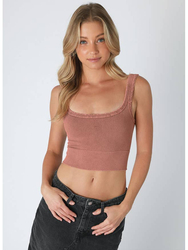 Chevron Crop Top - Vintage Terracotta