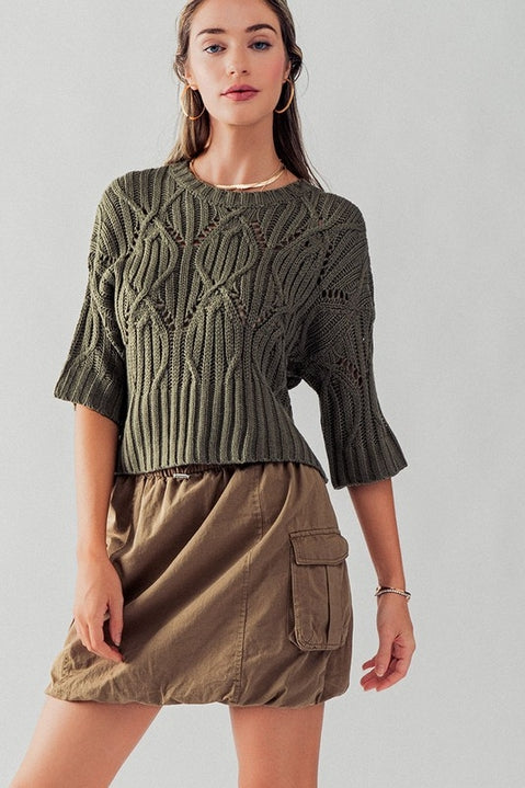 Hailee Crew Neck Sweater - Olive