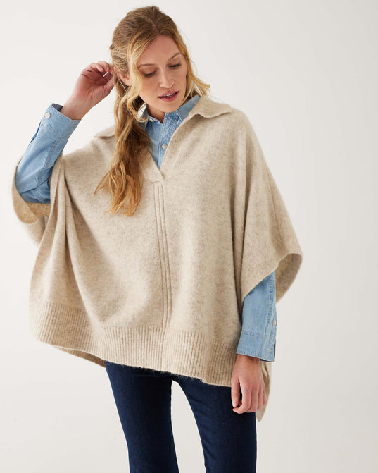 Cambridge Collar Poncho - Oatmeal