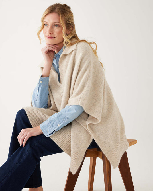 Cambridge Collar Poncho - Oatmeal