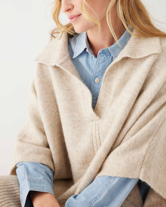 Cambridge Collar Poncho - Oatmeal