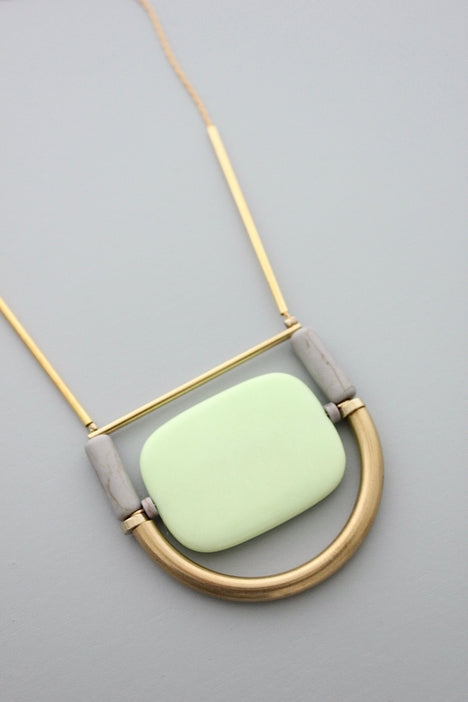 Mint Agate and Magnesite Geometric Necklace