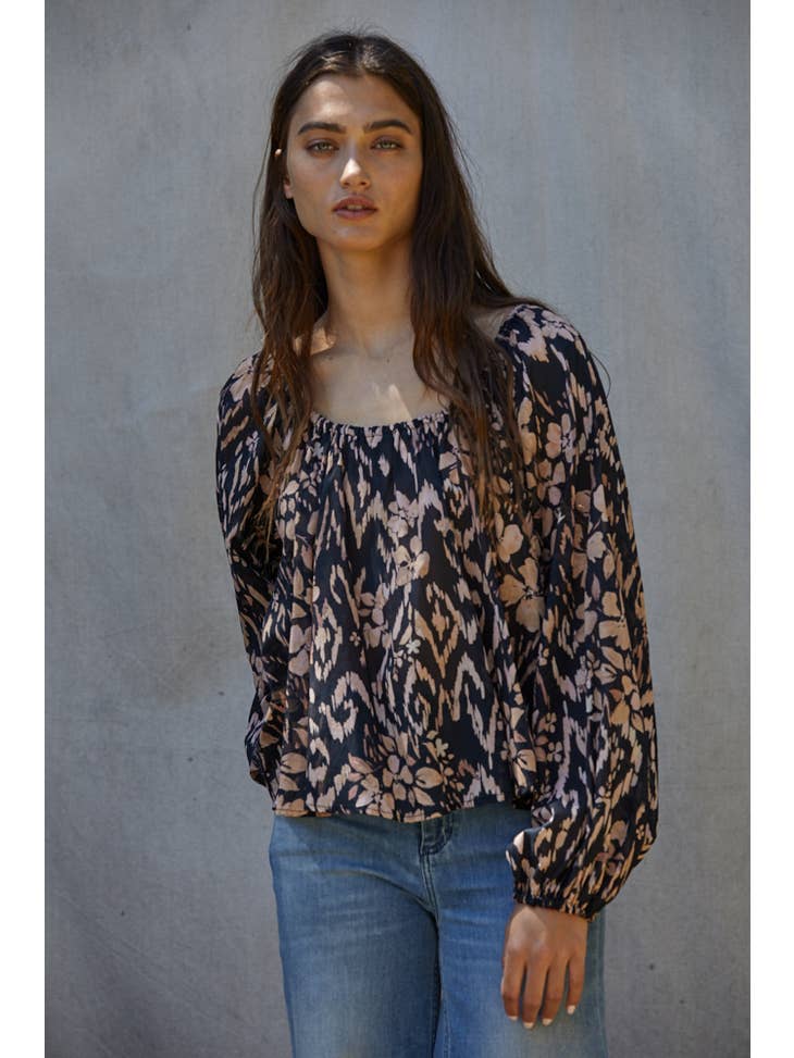 Francia Floral Top - Black Multi