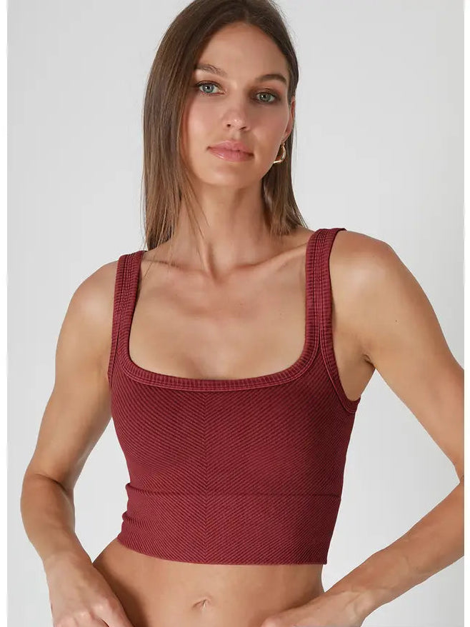 Chevron Crop Top - Vintage Ruby Wine