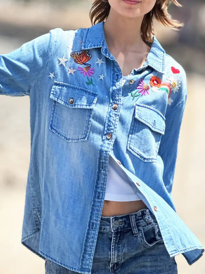 Embroidered Shirt - Happy Place