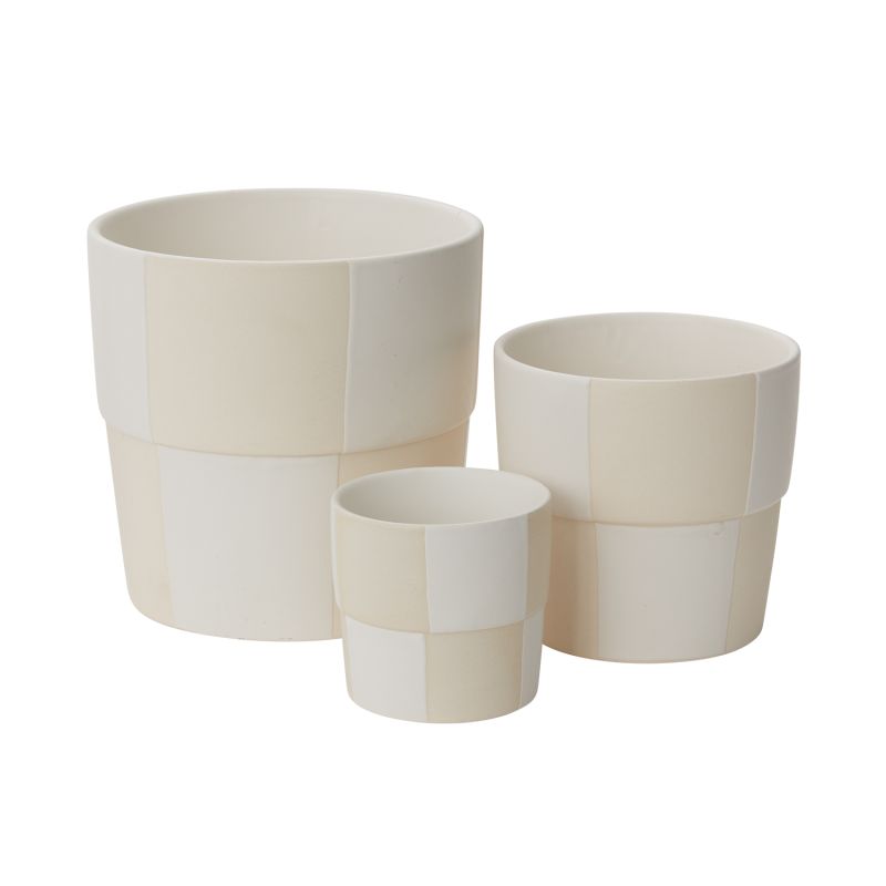 Small Checkerboard Pot - Off-White