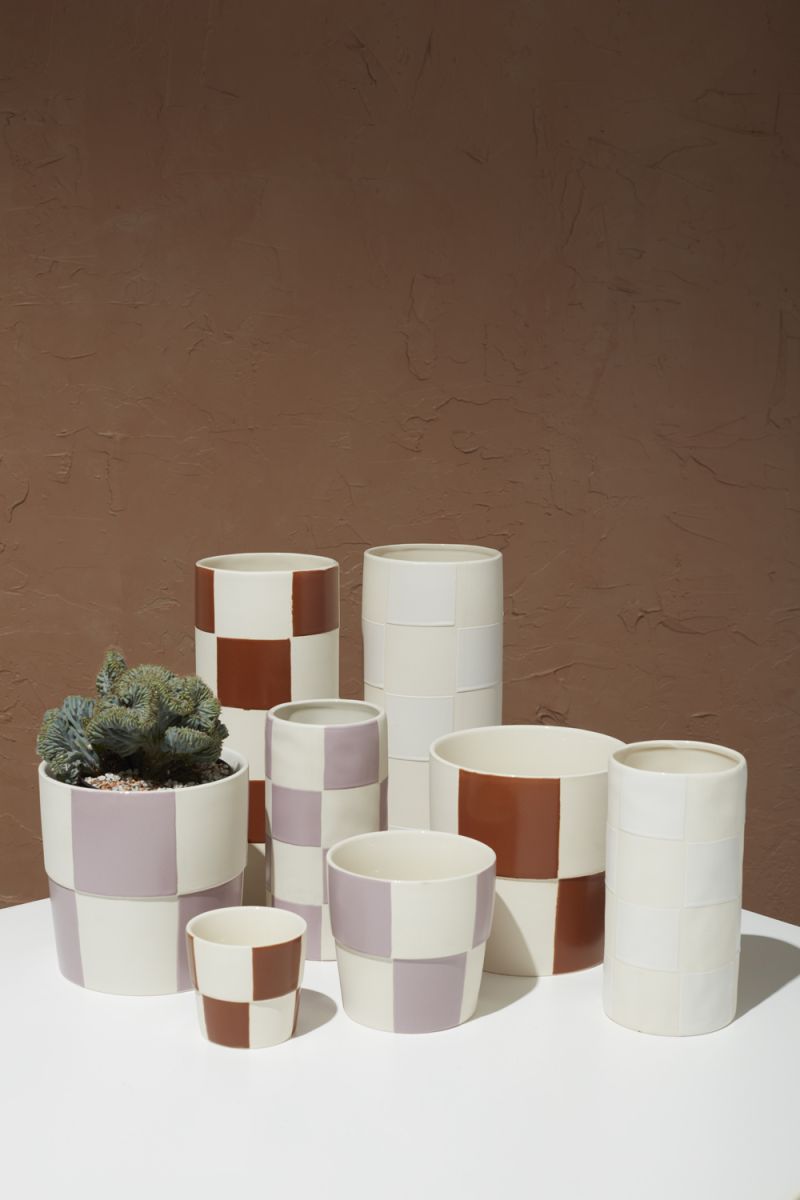 Small Checkerboard Pot - Off-White