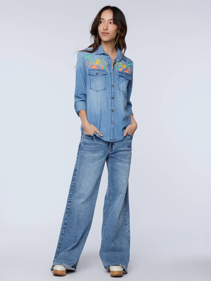 Flower Field Shirt - Vintage Blue Denim
